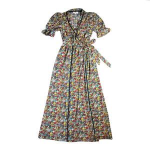 Ash & Eden Semi Sheer Floral Wrap Maxi Dress - S